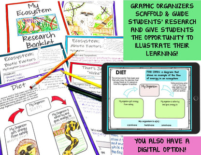 Ecosystem and Biomes Project | Animal Research with Graphic Organizers