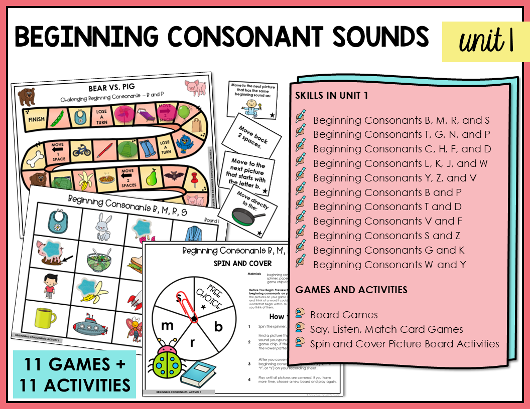 Interactive games and activities for teaching beginning consonant sounds in the Letter Name-Alphabetic stage.