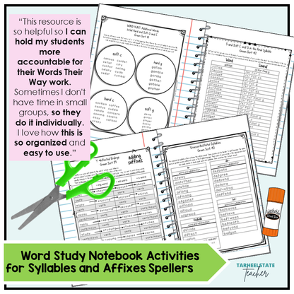 Syllables and Affixes Stage Words Their Way Activity Word Study Notebook