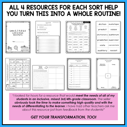 Greek and Latin Roots and Prefixes Morphology Activities Derivational Printable