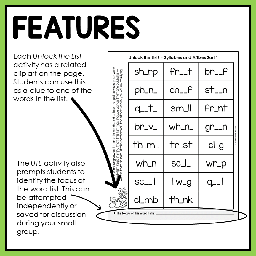 syllables and affixes activity worksheet with word lists words their way