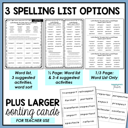 Multiple spelling list options for students to use for at-home spelling practice or in the classroom