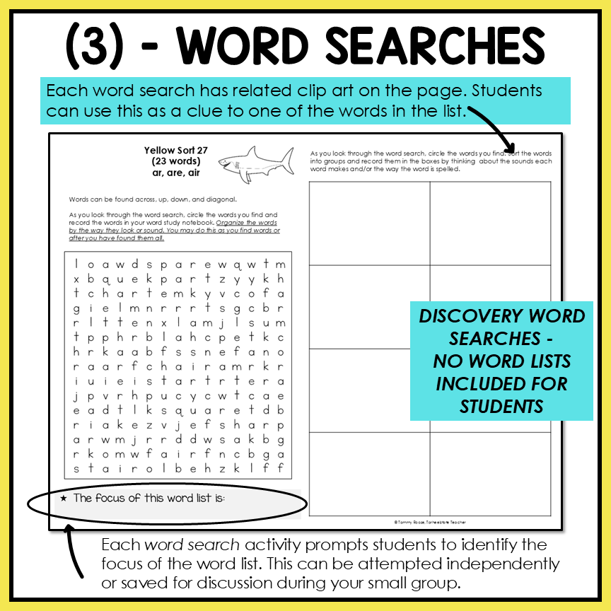 R Controlled and Bossy R Vowel Patterns Within Word Pattern Activity Printable