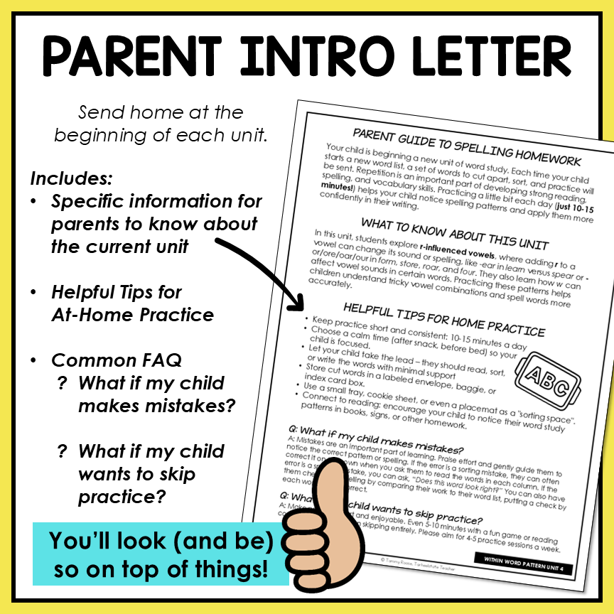 R Controlled and Bossy R Vowel Patterns Within Word Pattern Activity Printable