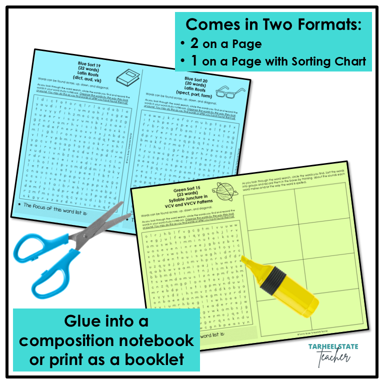 Word search activities come in two formats 