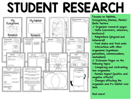 Ecosystem and Biomes Project | Animal Research with Graphic Organizers