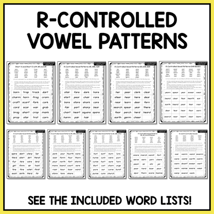 R Controlled and Bossy R Vowel Patterns Within Word Pattern Activity Printable