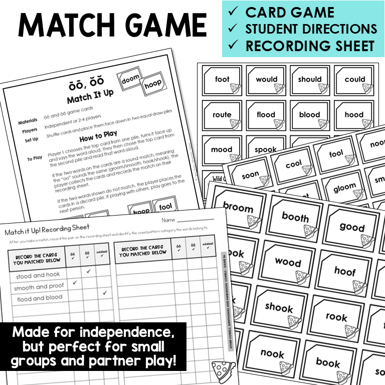 Spelling games and activities for teaching diphthongs, variant vowels, and ambiguous vowel patterns.