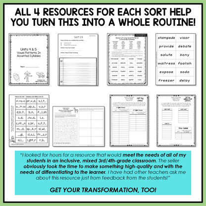 Long Vowel & R Controlled Patterns Accented Syllables Affixes Activity Printable