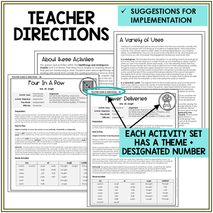 Teacher directions and suggestions for implementation included in resource