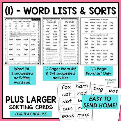 Short Vowel Sounds A I O U E CVC Words 1st Grade Letter Name Activity Printable