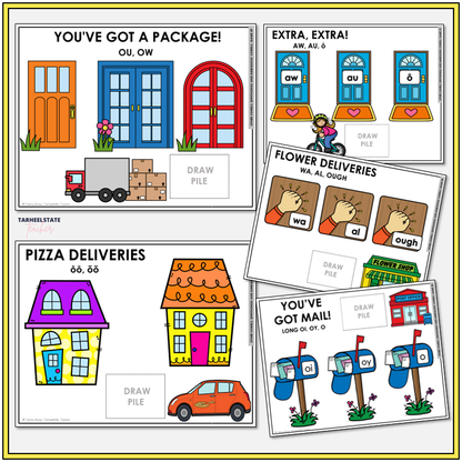 Diphthongs & Ambiguous Vowel Patterns Unit 5 Within Word Pattern Games Bundle | OI OY OU OW Word Sorts | Variant Vowels