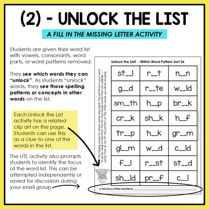 Variant Unpredictable Vowels & Diphthongs Within Word Pattern Activity Printable