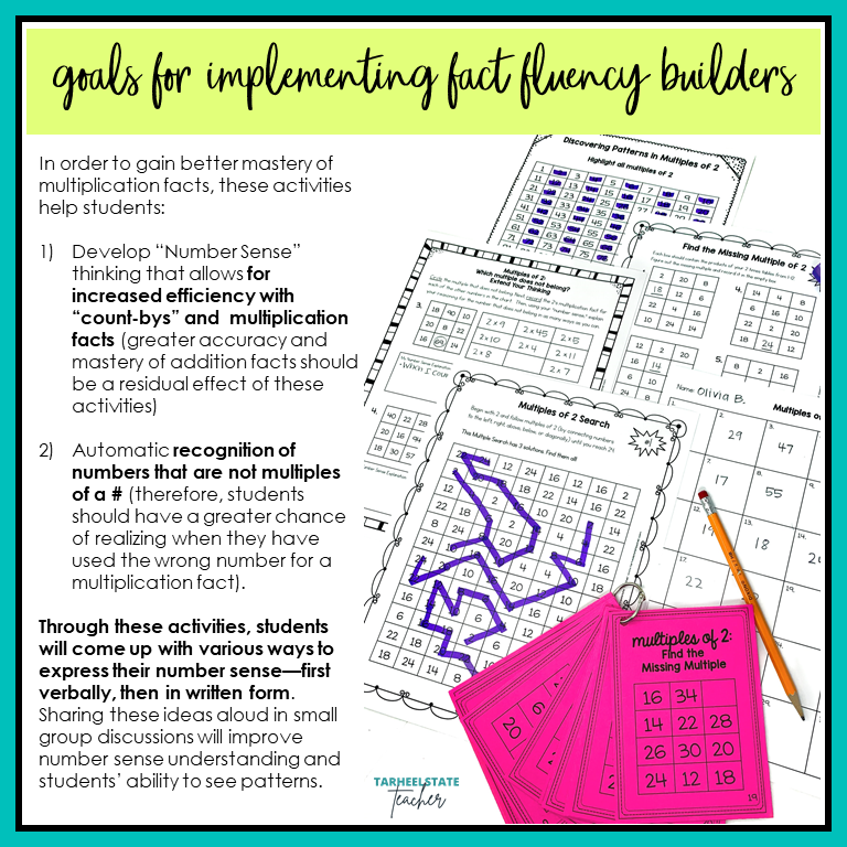 explanation of goals for implementing fact fluency builders