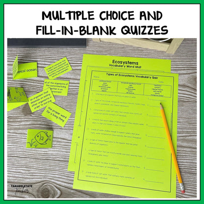 Multiple choice and fill-in-the-blank quizzes included