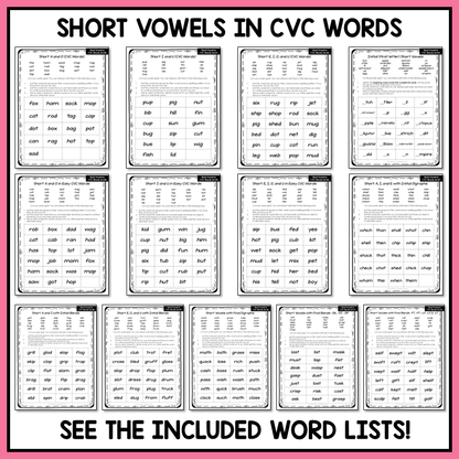Short Vowel Sounds A I O U E CVC Words 1st Grade Letter Name Activity Printable