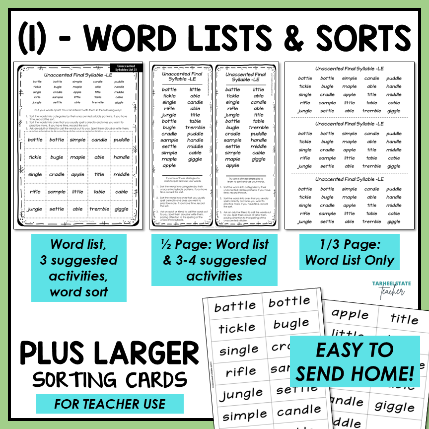 Schwa Sound Ending Unaccented Final Stable Syllables Affixes Activity Printable