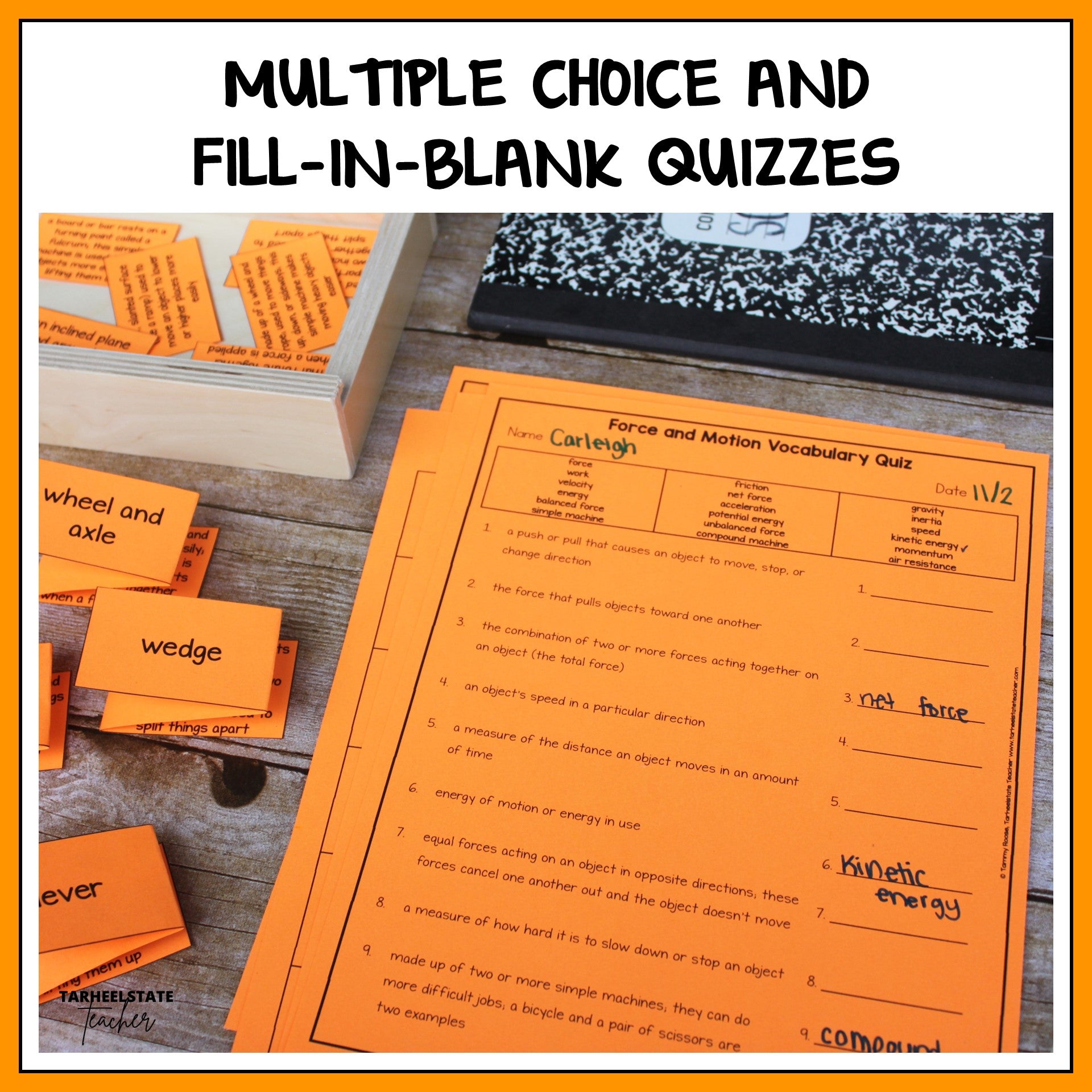 Multiple choice and fill-in-the-blank quizzes for checking student understanding and test prep