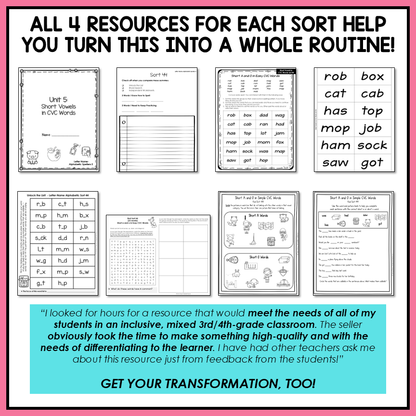 Short Vowel Sounds A I O U E CVC Words 1st Grade Letter Name Activity Printable