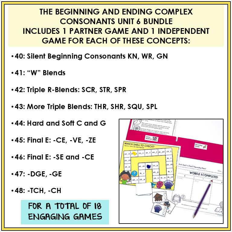 Educational materials for teaching beginning and ending consonants with game cards and worksheets.