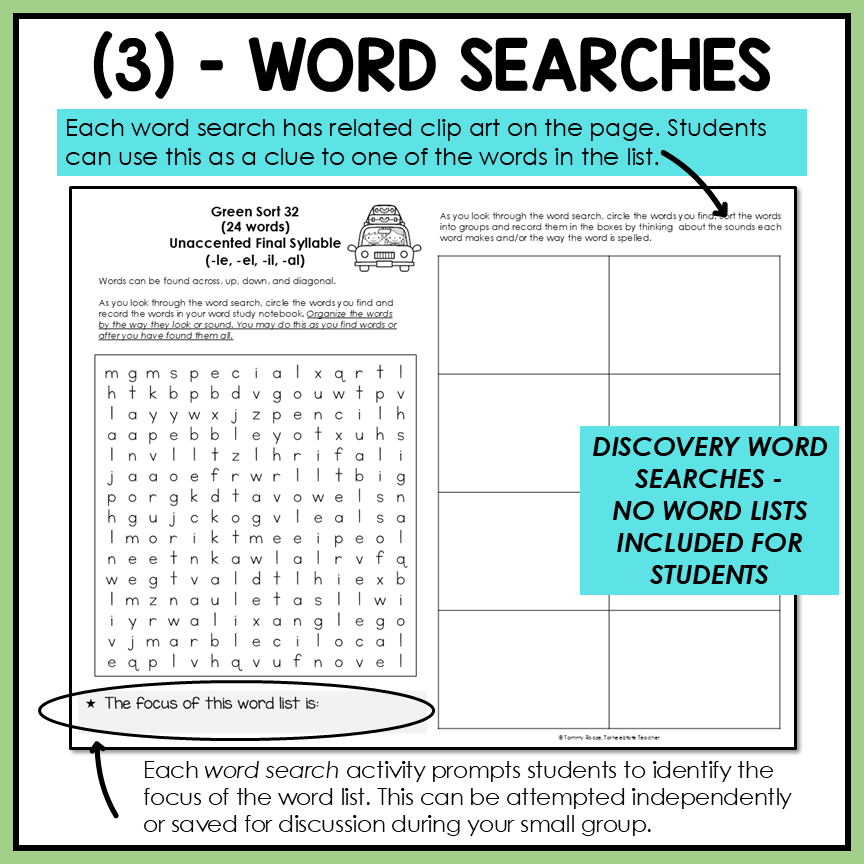 Schwa Sound Ending Unaccented Final Stable Syllables Affixes Activity Printable
