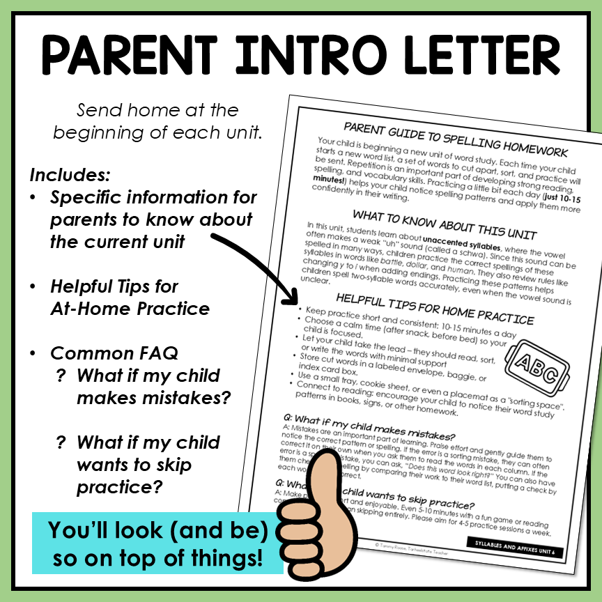 Schwa Sound Ending Unaccented Final Stable Syllables Affixes Activity Printable