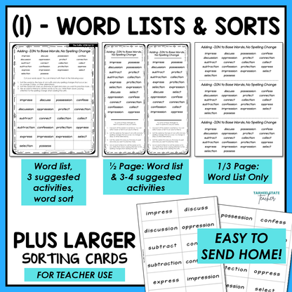 Prefixes Suffixes Multisyllabic Words Derivational Relations Activity Printable