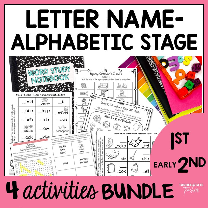 Spelling activities, worksheets, and resources for the classroom and at-home practice for spellers in the letter name-alphabetic stage.