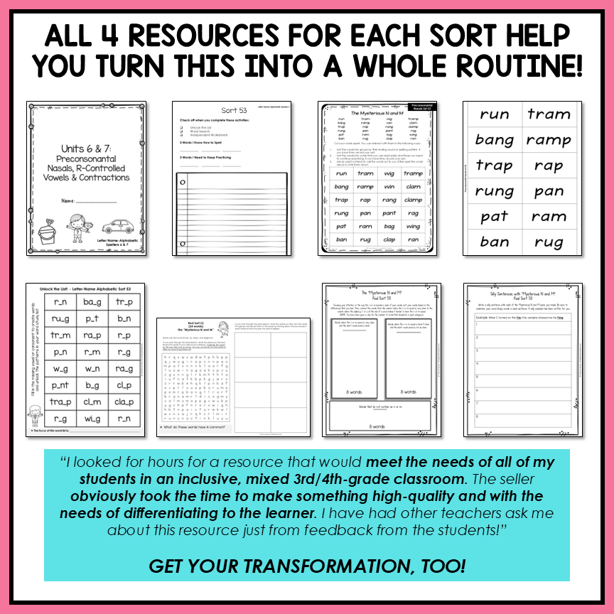 Final Blends NG NK, AR and OR Words, Contractions Letter Name Activity Printable