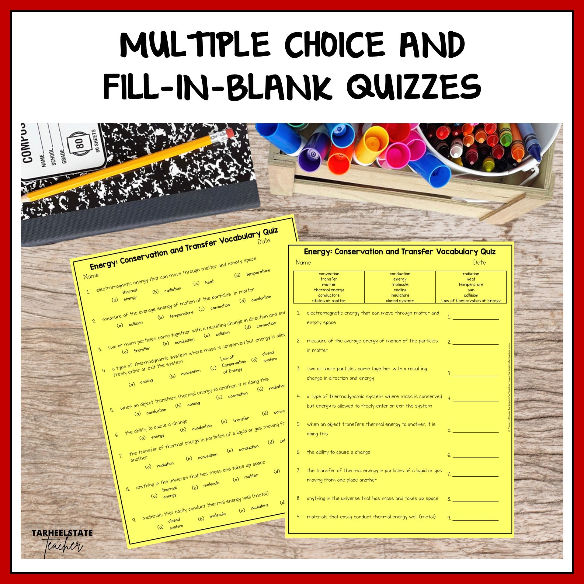 Multiple choice and fill-in-the-blank quizzes for checking student understanding and test prep