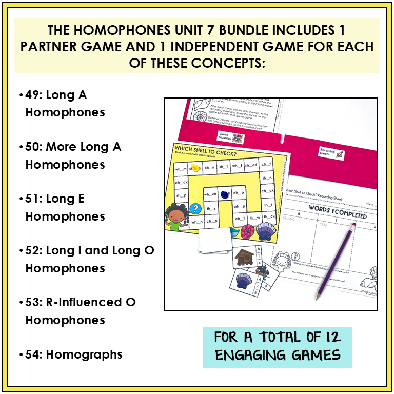 12 engaging games to engage students in working with long A, E, I, and O homophones and homographs
