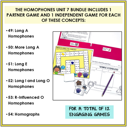 12 engaging games to engage students in working with long A, E, I, and O homophones and homographs