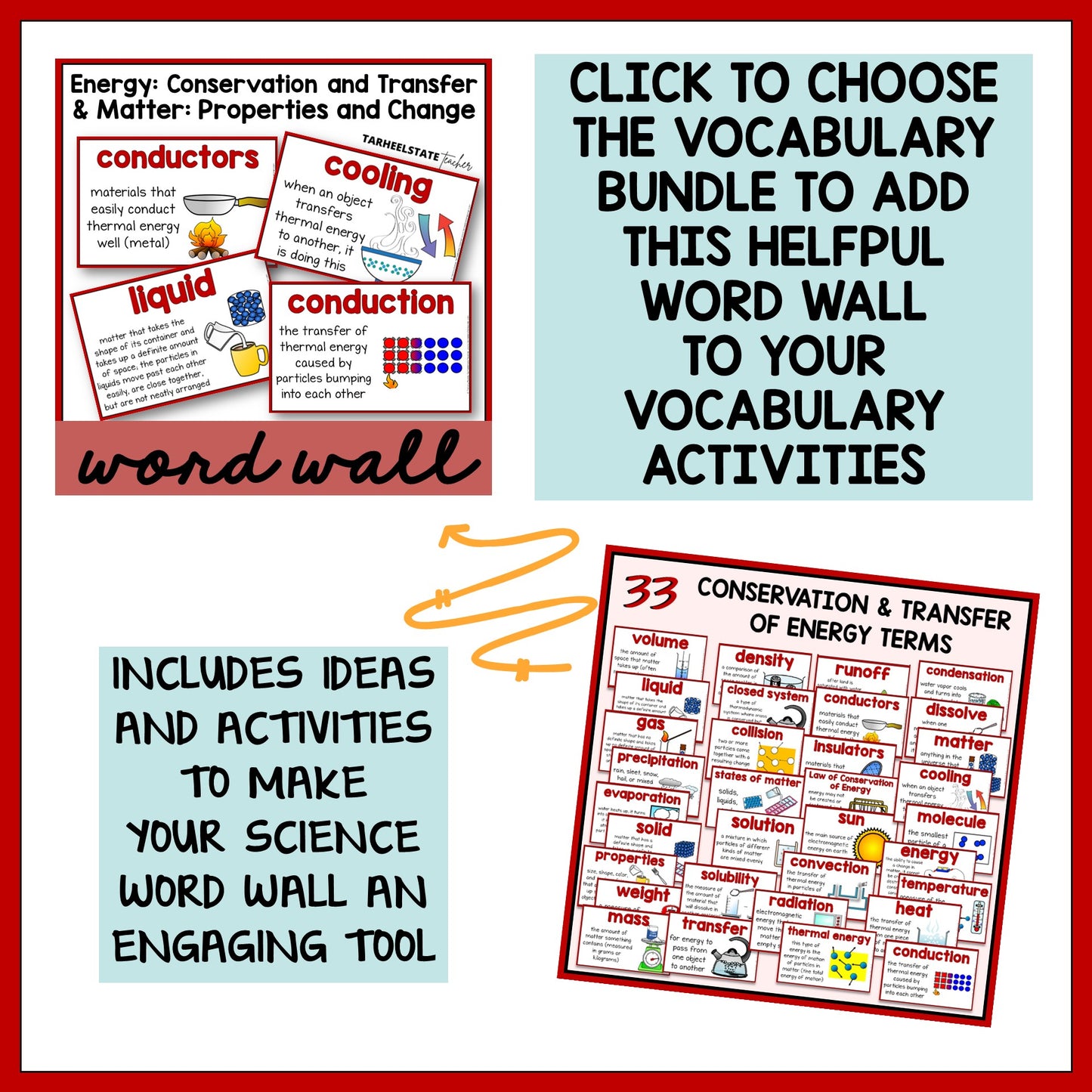 Conservation of Energy and States of Matter Vocabulary Activities Mats, Study Slips, & Quizzes