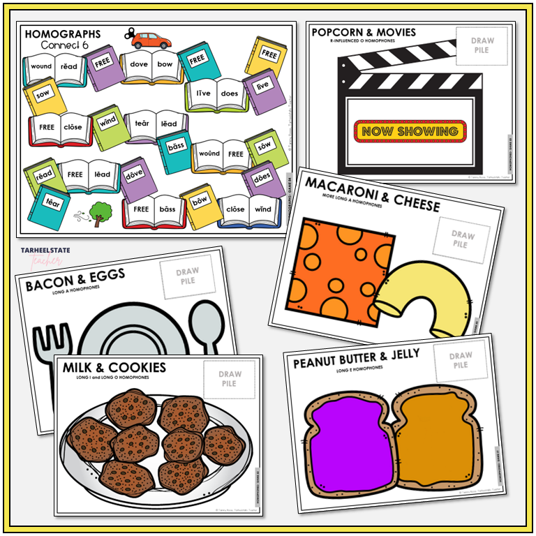 Homophones & Homographs Unit 7 Within Word Pattern Games Bundle | Long Vowel Review Games