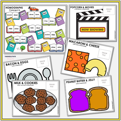 Homophones & Homographs Unit 7 Within Word Pattern Games Bundle | Long Vowel Review Games