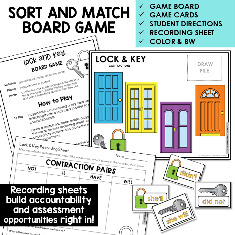 Contractions, Plurals, & Inflectional Endings Unit 8 Within Word Pattern Games Bundle