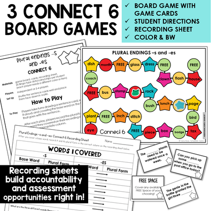 Contractions, Plurals, & Inflectional Endings Unit 8 Within Word Pattern Games Bundle