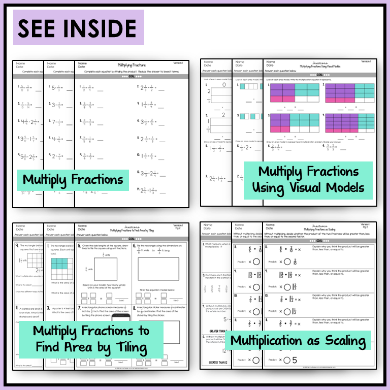 5th Grade Fractions 5.NF ALL Standards Adding Subtracting Multiplying Dividing Fractions