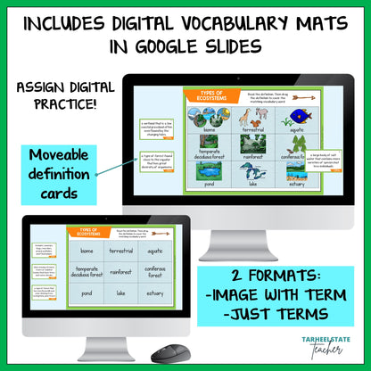 Digital vocabulary mats for ecosystems and biomes included 