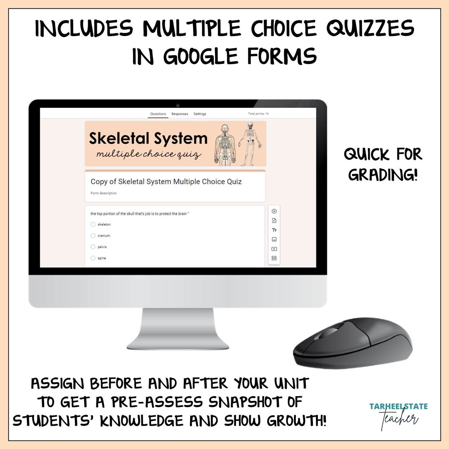 Digital options include multiple choice quizzes in google forms to assess student understanding