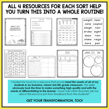 Homophones Homographs Contractions Sounds of ED Within Word Activity Printable