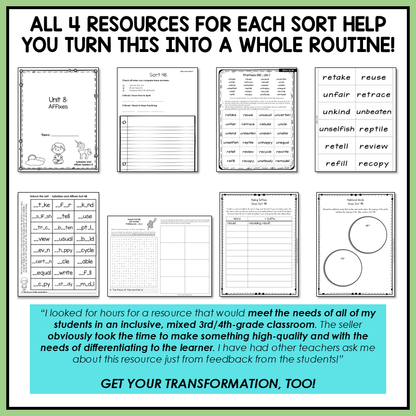 Prefixes and Suffixes RE UN DIS MIS LY NESS Syllables Affixes Activity Printable