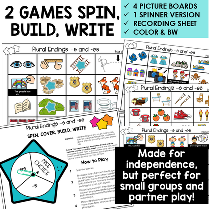 Contractions, Plurals, & Inflectional Endings Unit 8 Within Word Pattern Games Bundle