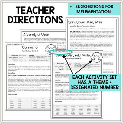 Contractions, Plurals, & Inflectional Endings Unit 8 Within Word Pattern Games Bundle