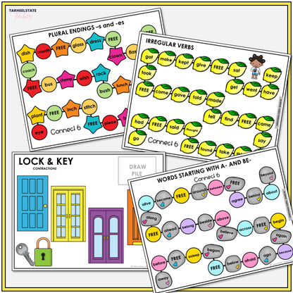 Contractions, Plurals, & Inflectional Endings Unit 8 Within Word Pattern Games Bundle