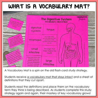 Explanation of vocabulary mats and how they work for student science vocabulary practice