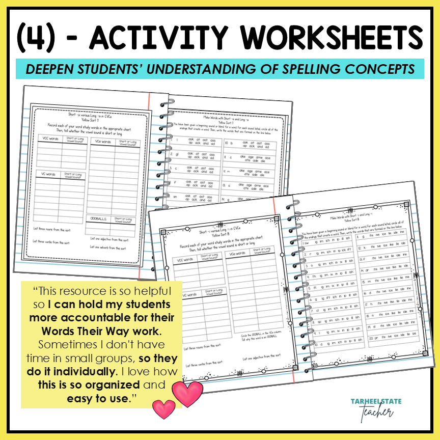 Short vs Long Vowels CVC and CVCe Words Within Word Pattern Activity Printable