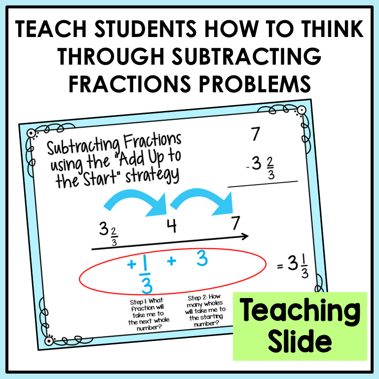 Subtracting Fractions Mixed Numbers with Regrouping Task Cards Activities