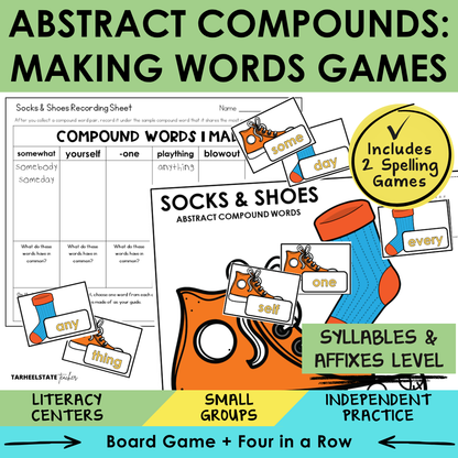 Educational materials for teaching abstract compound words in the Syllables and Affixes stage.