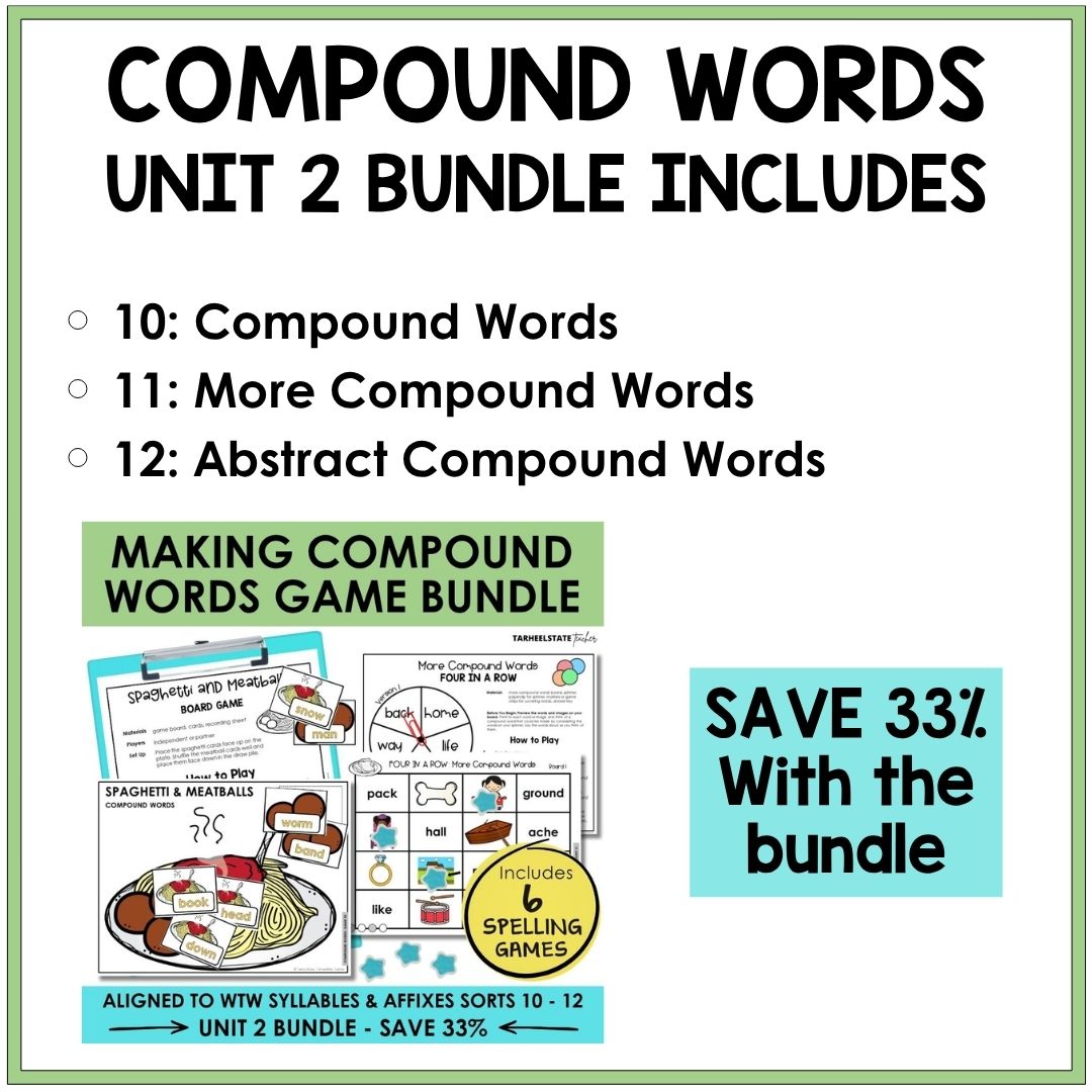 Making Compound Words Unit 2 Syllables Affixes Games Bundle